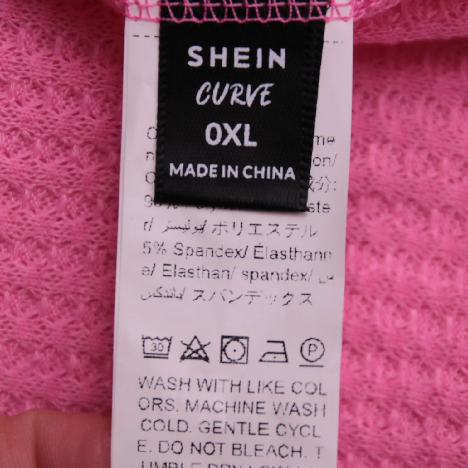 Розовая блузка SHEIN CURVE с кружевной отделкой, размер 54 (XXL)